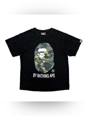 Y2K BAPE A Bathing Ape 1st Camo Big Ape Head T-Shirt Japan Black Medium